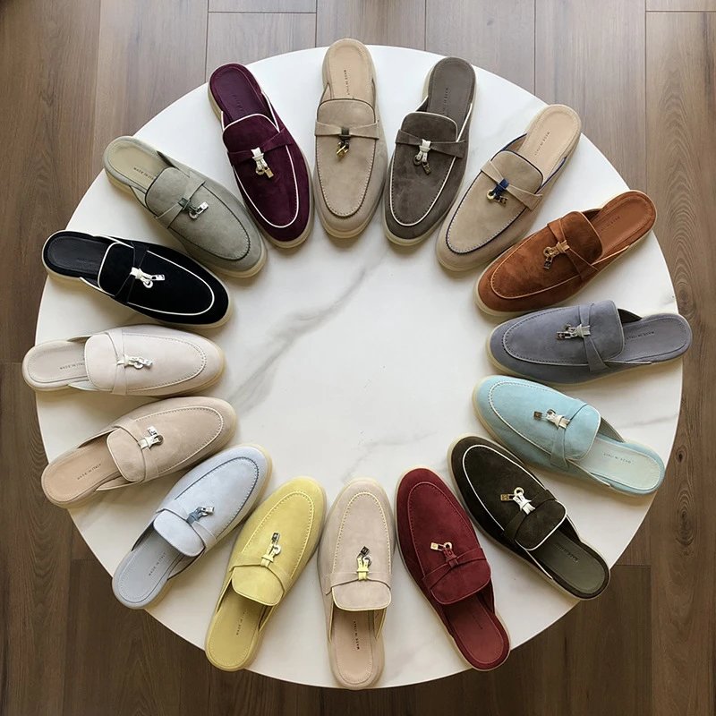 Unbranded Slippers Suede Loafer Mules with Metal Ornament product image
