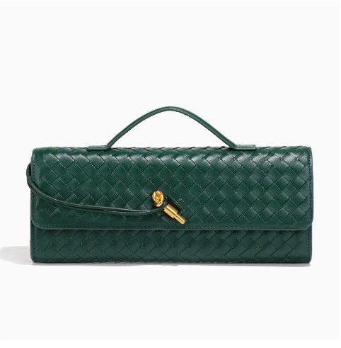 Unbranded Crossbody Bags Woven top-handle flap bag with gold-tone turn-lock — Emerald