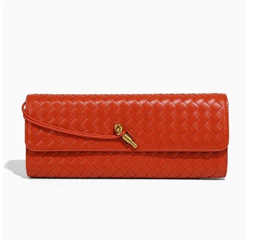 Unbranded Crossbody Bags Woven top-handle flap bag with gold-tone turn-lock — Hermes Orange (no wrist