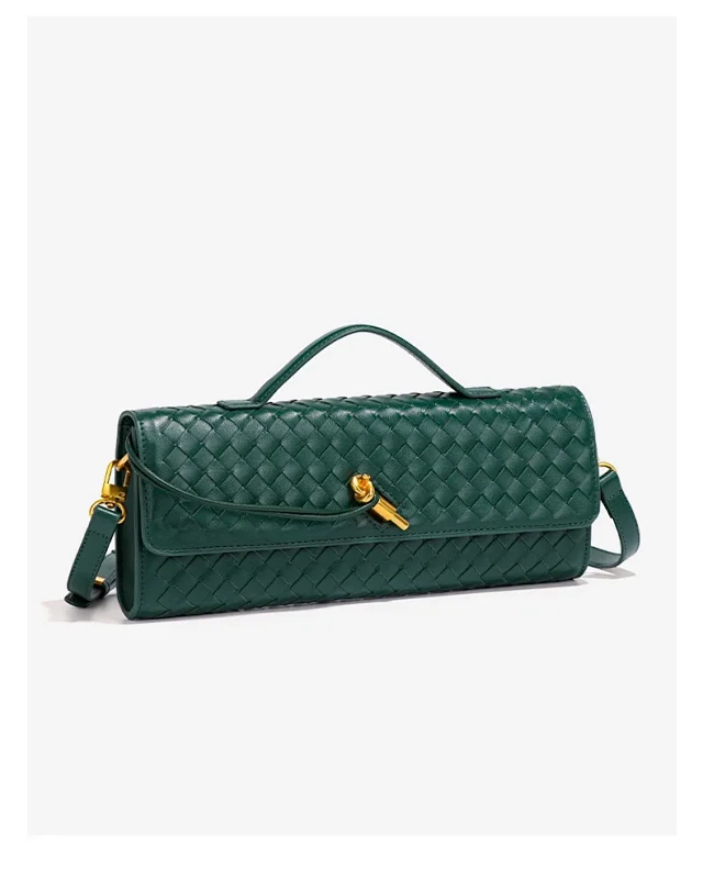 Unbranded Crossbody Bags Woven top-handle flap bag with gold-tone turn-lock product detail image 10