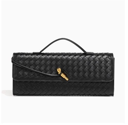 Unbranded Crossbody Bags Woven top-handle flap bag with gold-tone turn-lock — Black