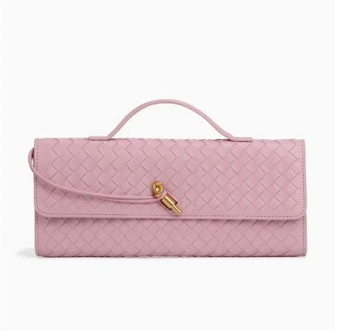 Unbranded Crossbody Bags Woven top-handle flap bag with gold-tone turn-lock — Lotus powder