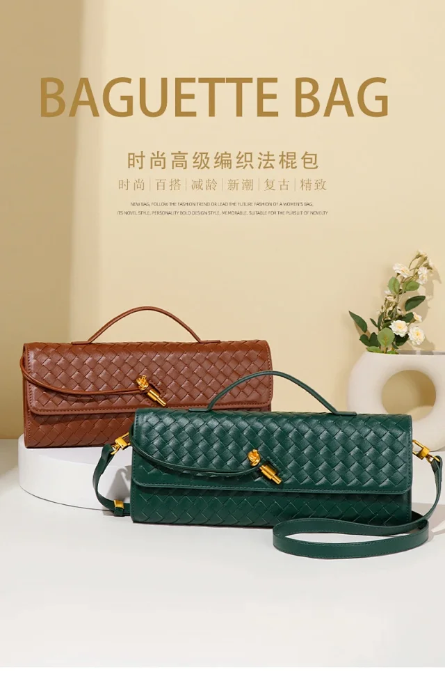 Unbranded Crossbody Bags Woven top-handle flap bag with gold-tone turn-lock product detail image 1