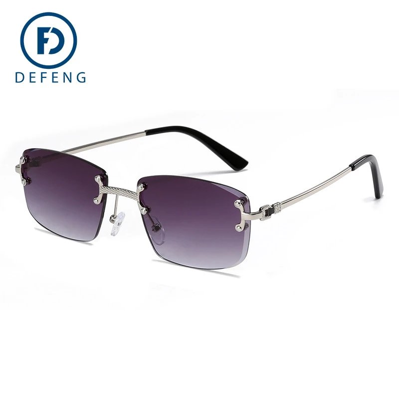 Unbranded Eyewear Rimless Square Gradient Sunglasses — c 6 silver frame asymptotic gray