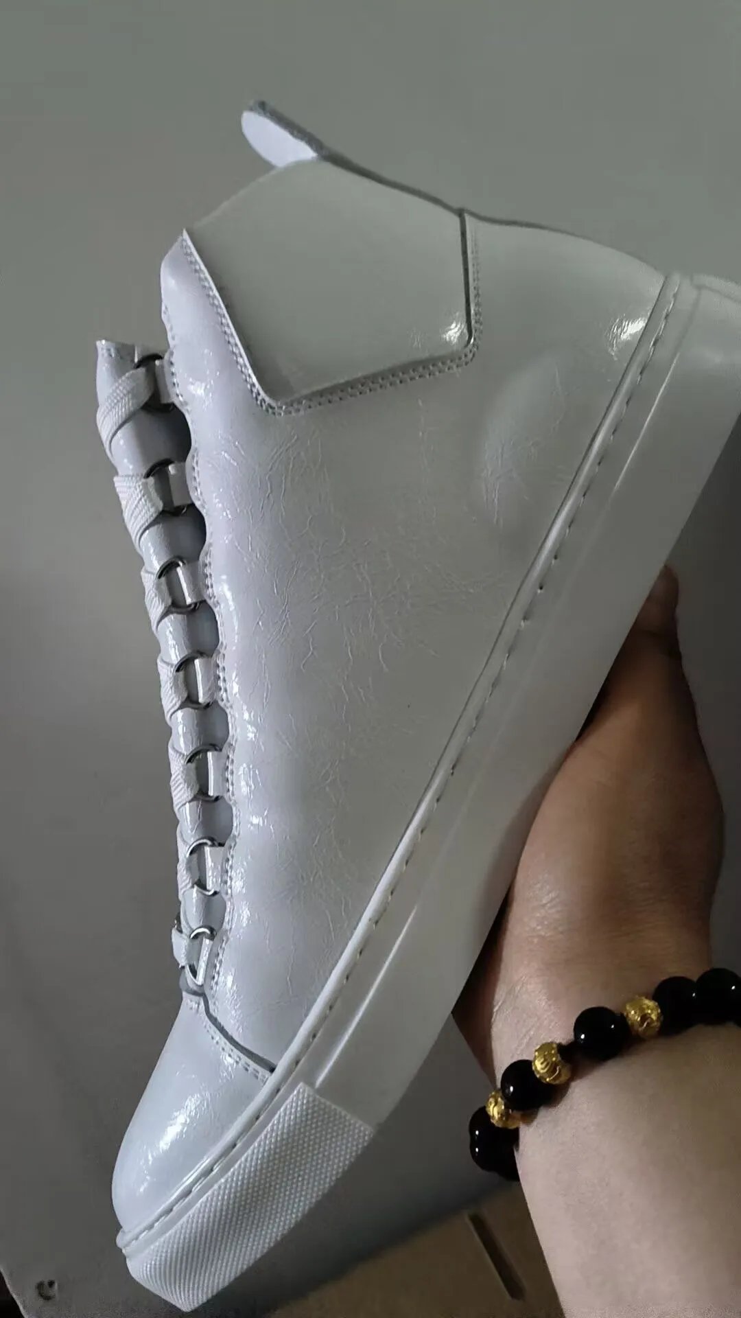 Unbranded Sneakers High-Top Lace-Up with Metal Eyelets — white