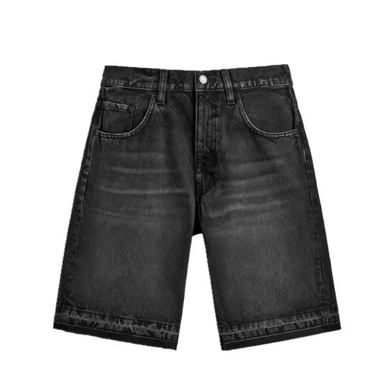 Unbranded Jeans Straight-leg with raw hems — Carbon-colored shorts