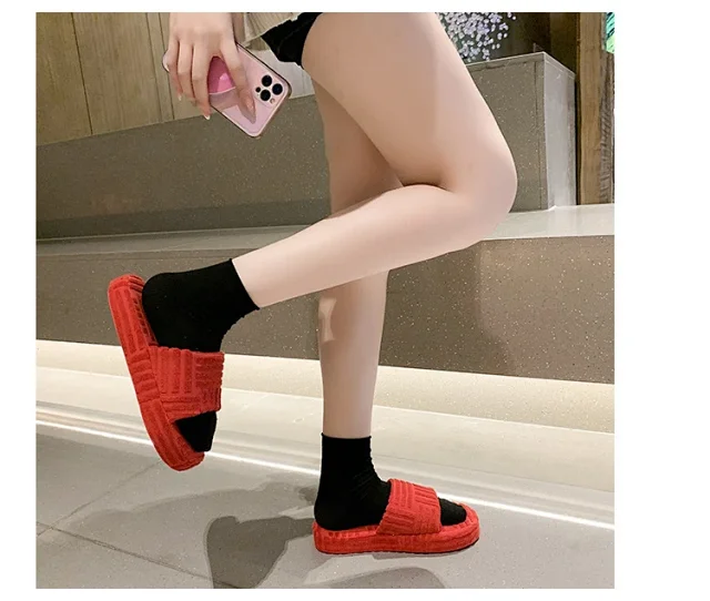 Unbranded Slippers Towel-textured thick-sole slide product detail image 19