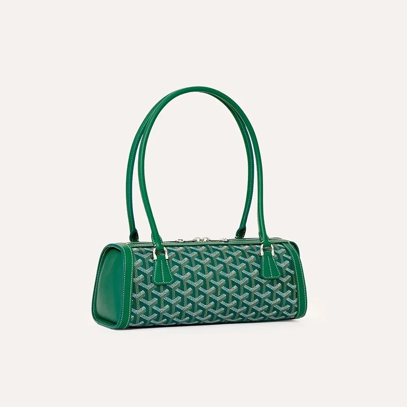 Unbranded Handbags Cylindrical baguette handbag with chevron pattern — Green