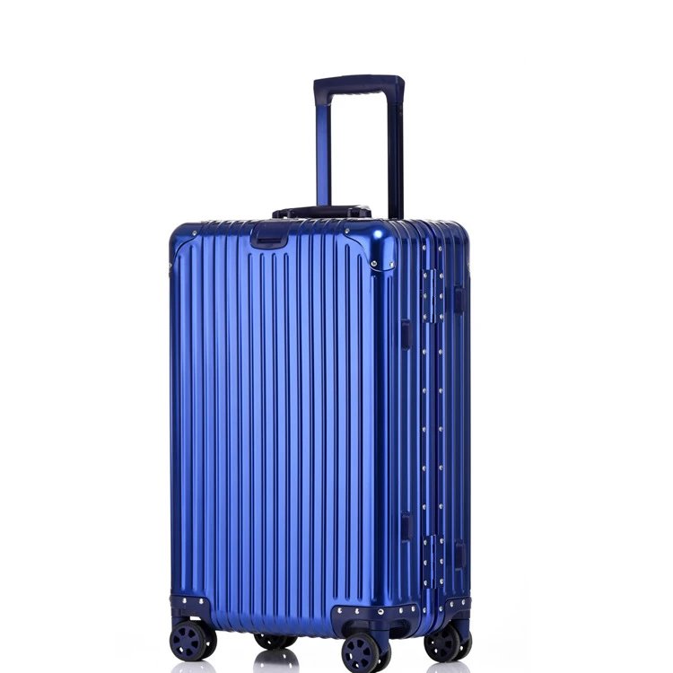 Unbranded Travel Bags Hard-shell ribbed spinner trolley suitcase — Classic blue