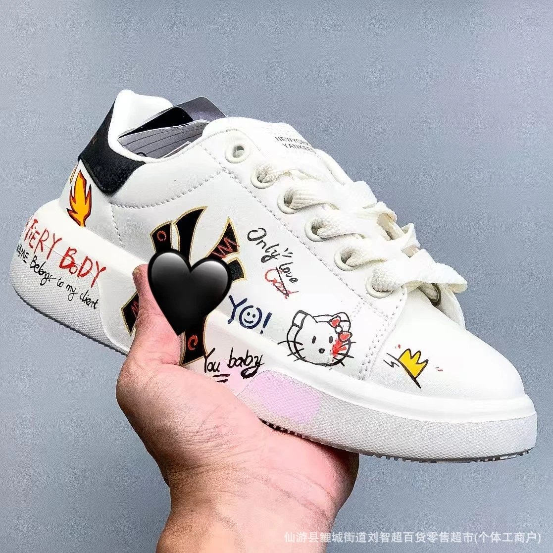 New York Yankees Sneakers Low-top platform lace-up with logo — 1