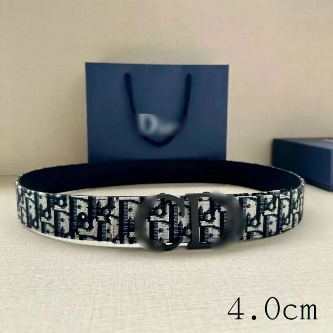 Unbranded Belts Monogram-pattern buckle belt — Black blue with black buckle C