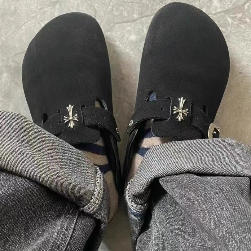 Birkenstock Slippers Suede Buckle Clogs with Cross Charm product image