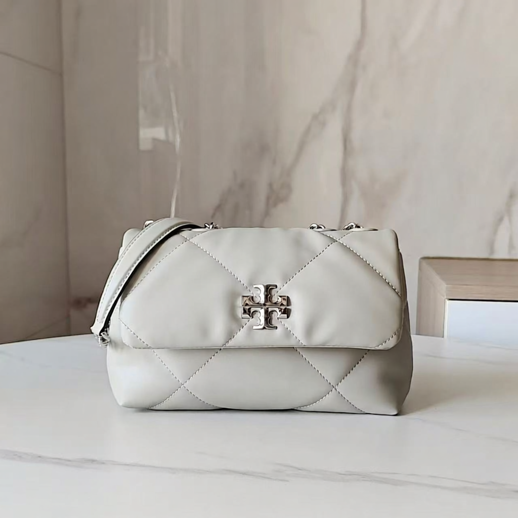 Tory Burch Crossbody Bags Quilted flap chain bag — gray