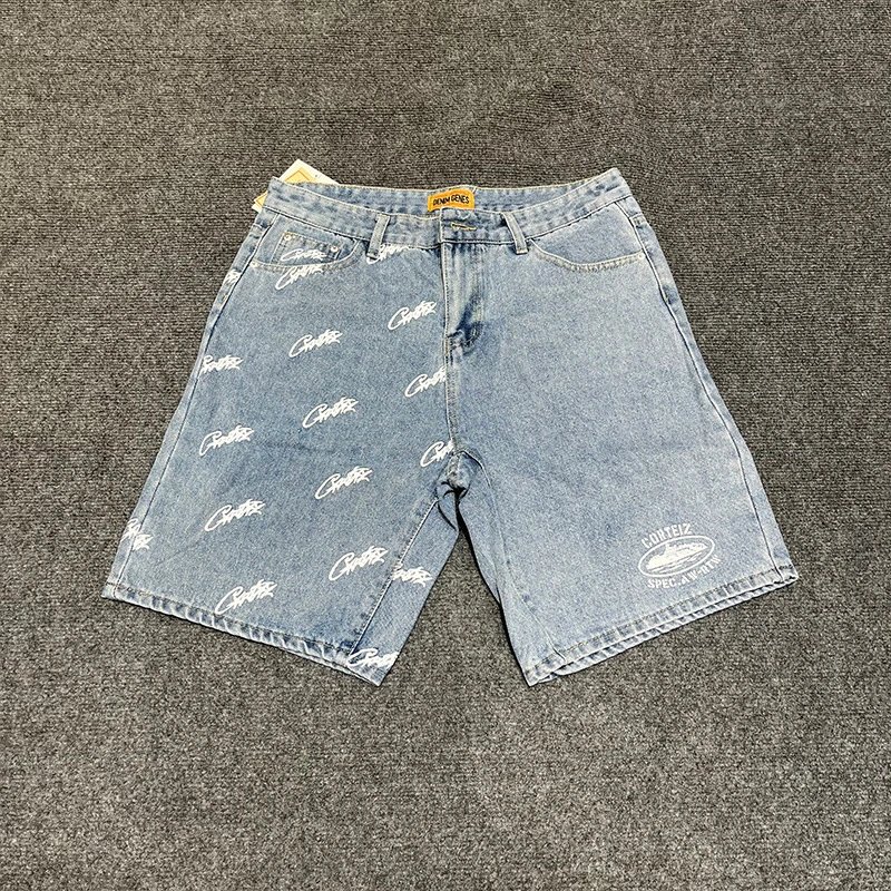Corteiz Shorts Alcatraz logo print — Denim Blue Shorts