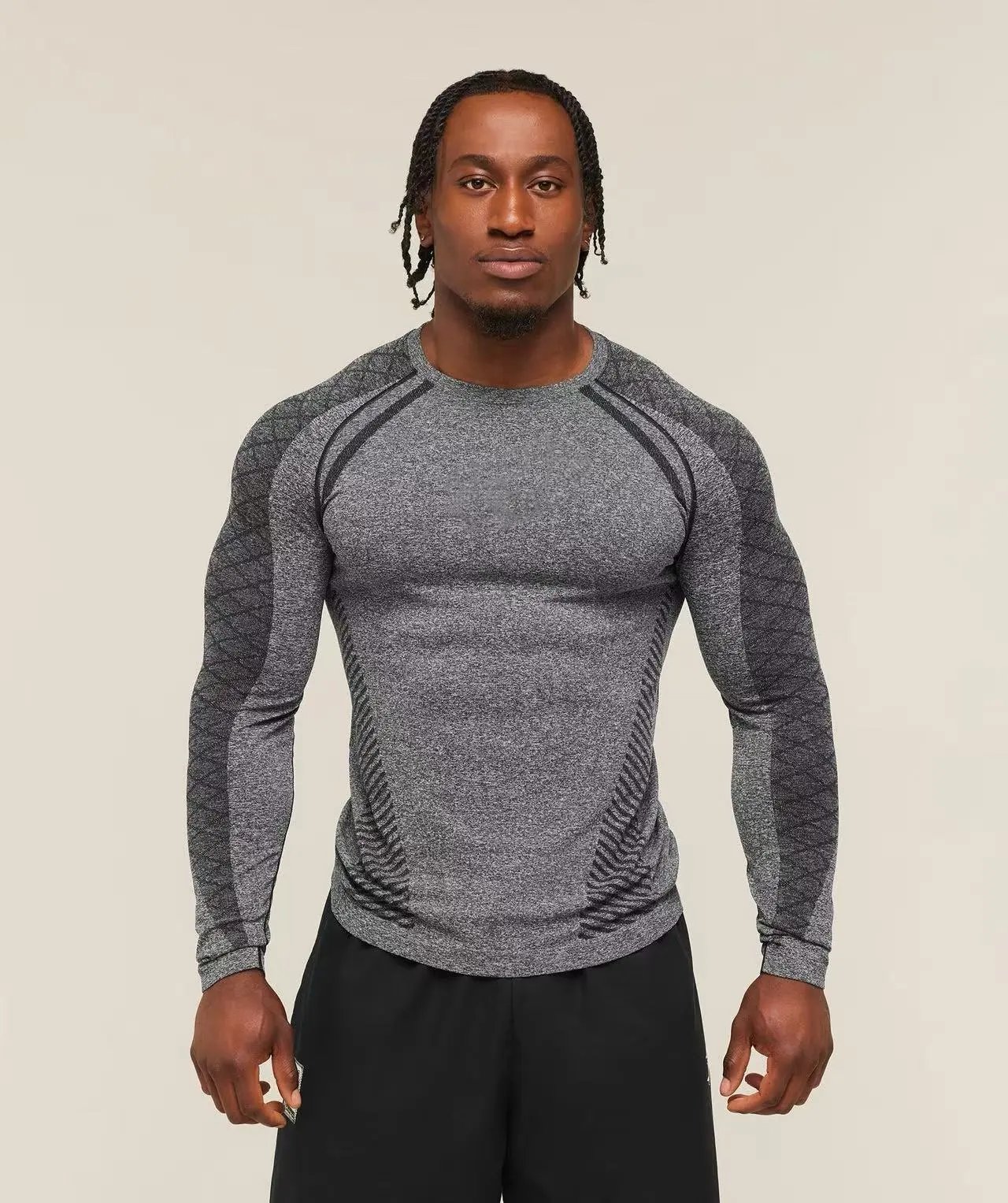 Gymshark Shirts Vital Seamless Long Sleeve T-Shirt — Dark gray plain panel