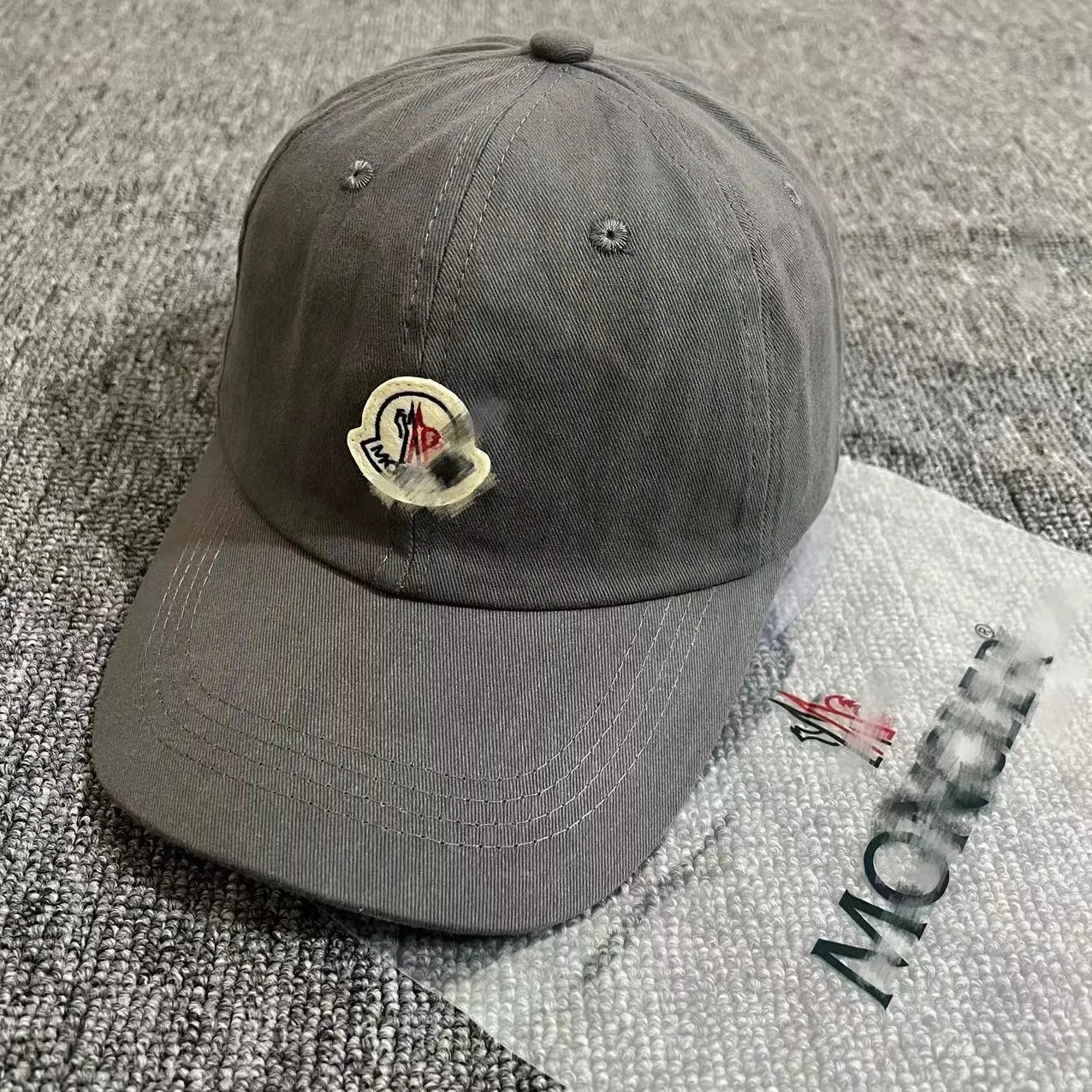 Moncler Hats Logo Patch Baseball Cap — Dark gray