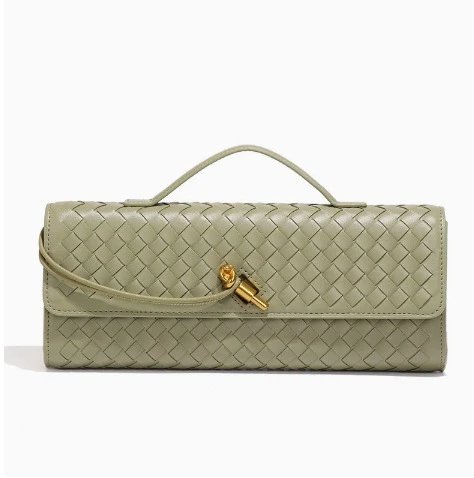 Unbranded Crossbody Bags Woven top-handle flap bag with gold-tone turn-lock — Travertine Green