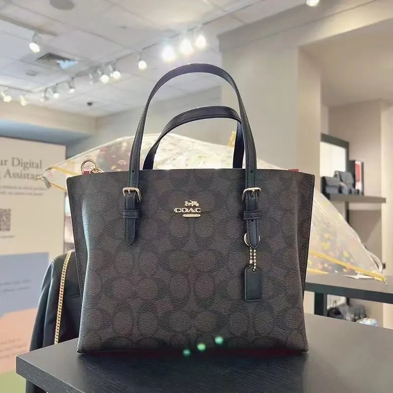 Coach Handbags Tote bag with adjustable shoulder straps — Old Flower Black Coffee Flying Machine Box Gift Bag