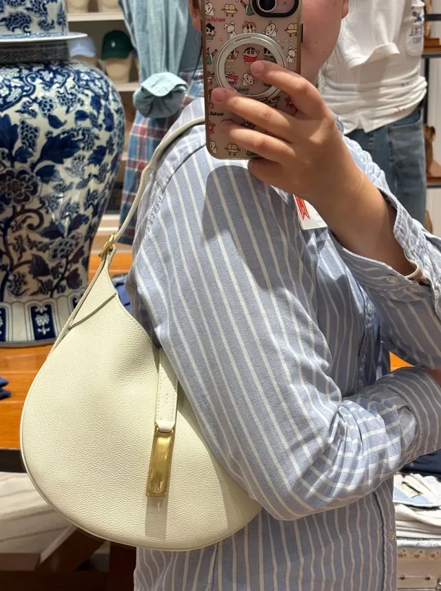 Unbranded Shoulder Bags Crescent Hobo Bag with Gold-Tone Horse Emblem product detail image 9