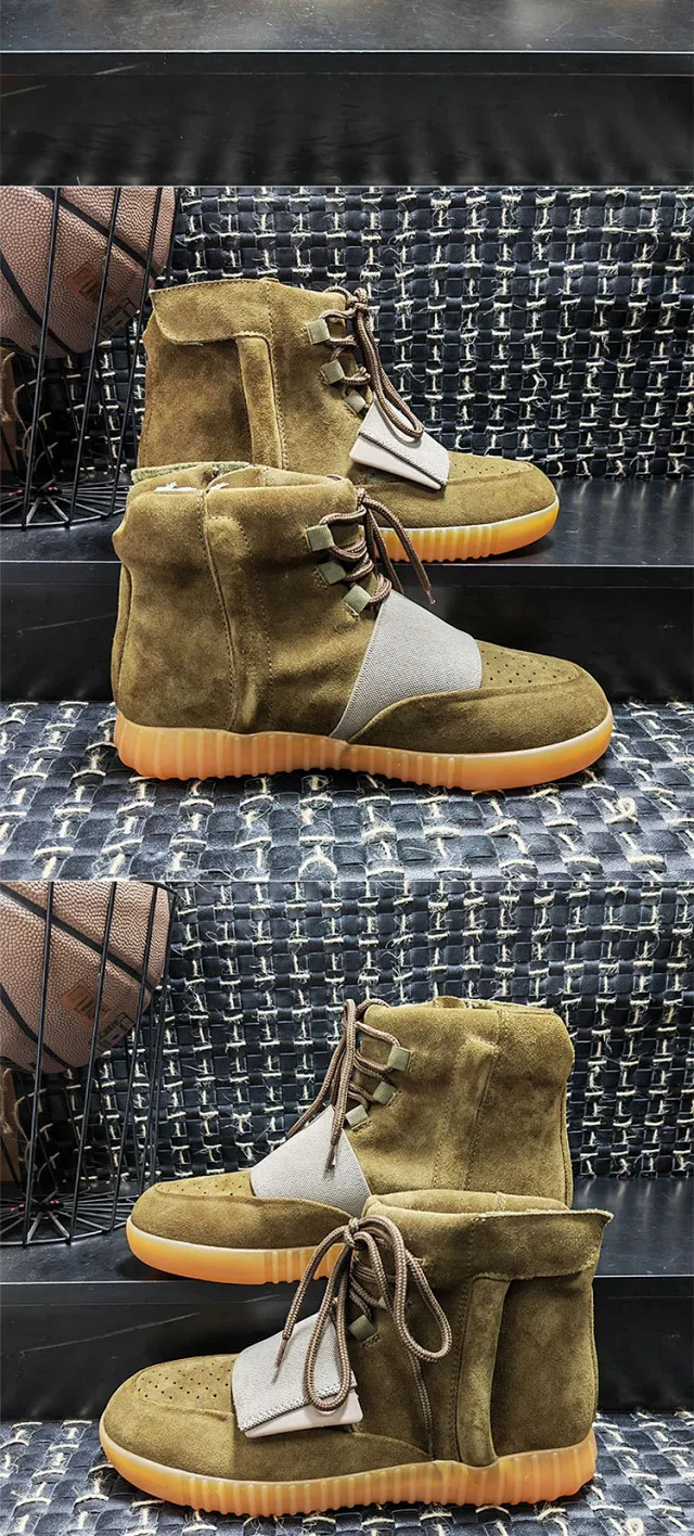 Unbranded Boots High-top suede lace-up with wide vamp strap and ribbed sole product detail image 10