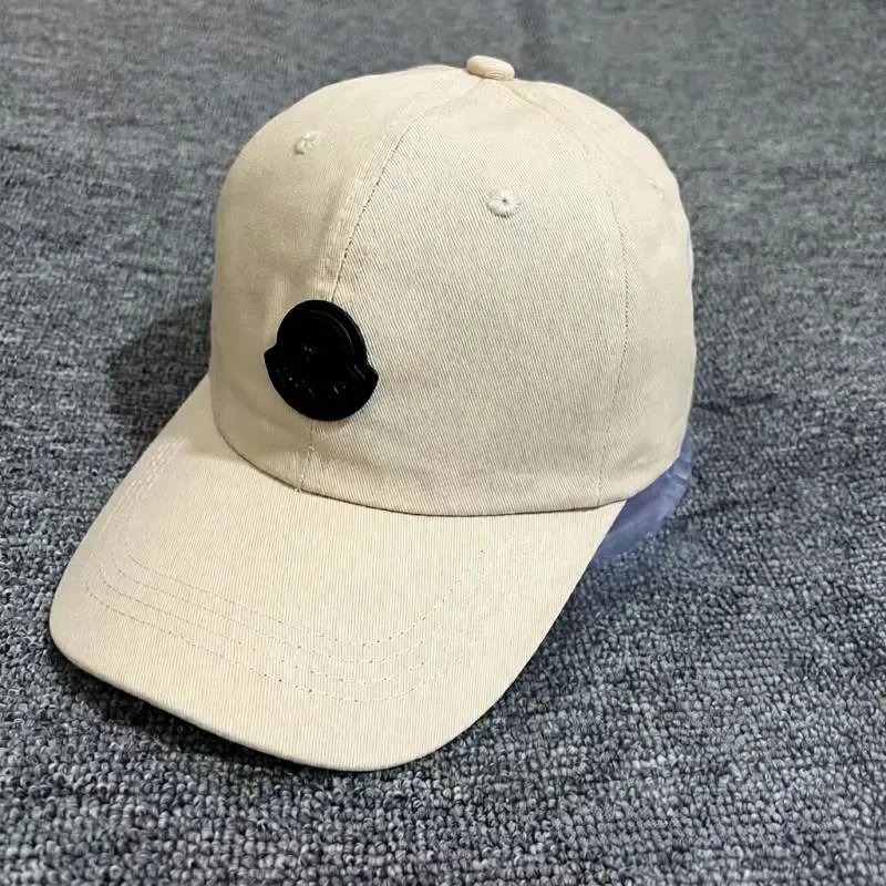 Moncler Hats Logo Patch Baseball Cap — Beige leather label