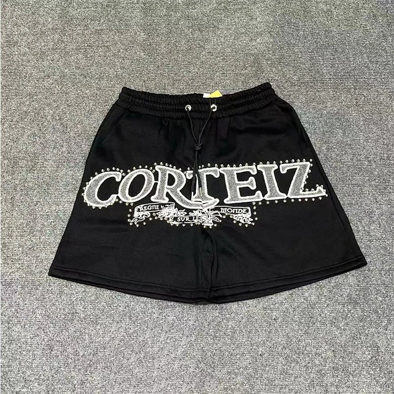 Corteiz Shorts Alcatraz logo print — 8342 Black