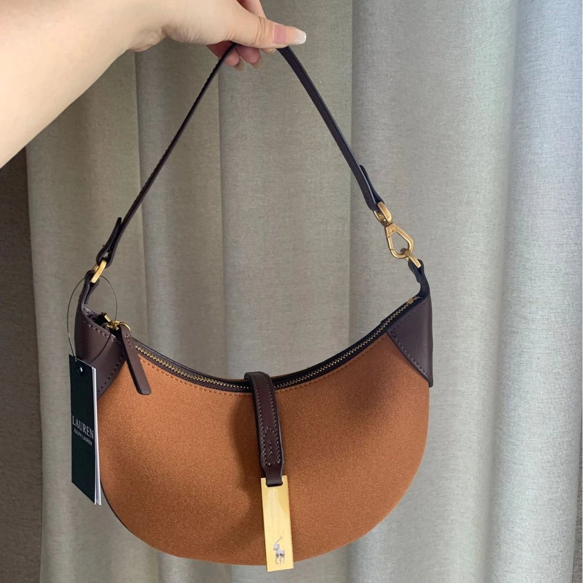 Lauren Ralph Shoulder Bags Mini crescent bag with gold-tone logo plaque image 4