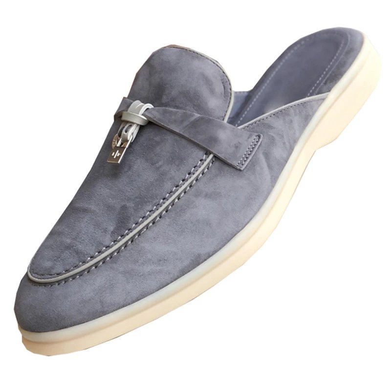 Unbranded Slippers Suede Loafer Mules with Metal Ornament image 5
