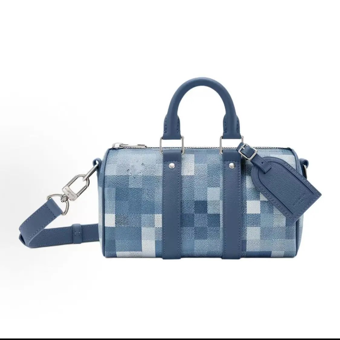 Unbranded Shoulder Bags Mini duffel bag with monogram print and detachable strap — M 28600 Blue Mosaic (high goods)