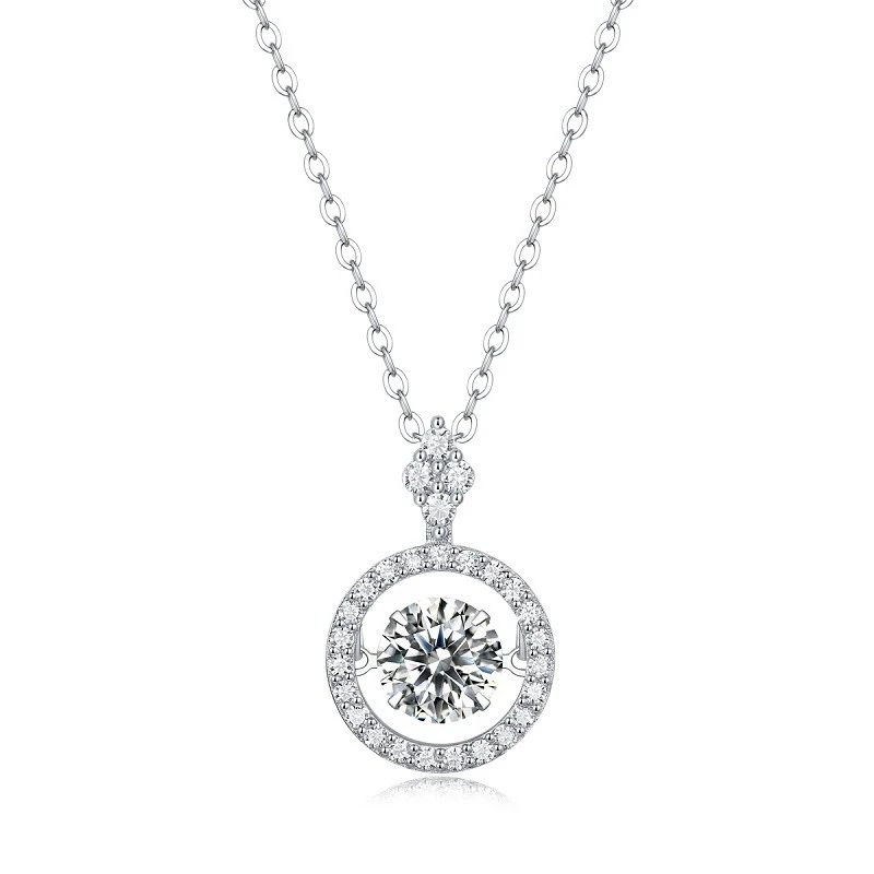 Unbranded Jewelry Moissanite Pendant Necklace — (S 925 Sterling Silver Mossam SP 13318-50/50 points/5.0 mm