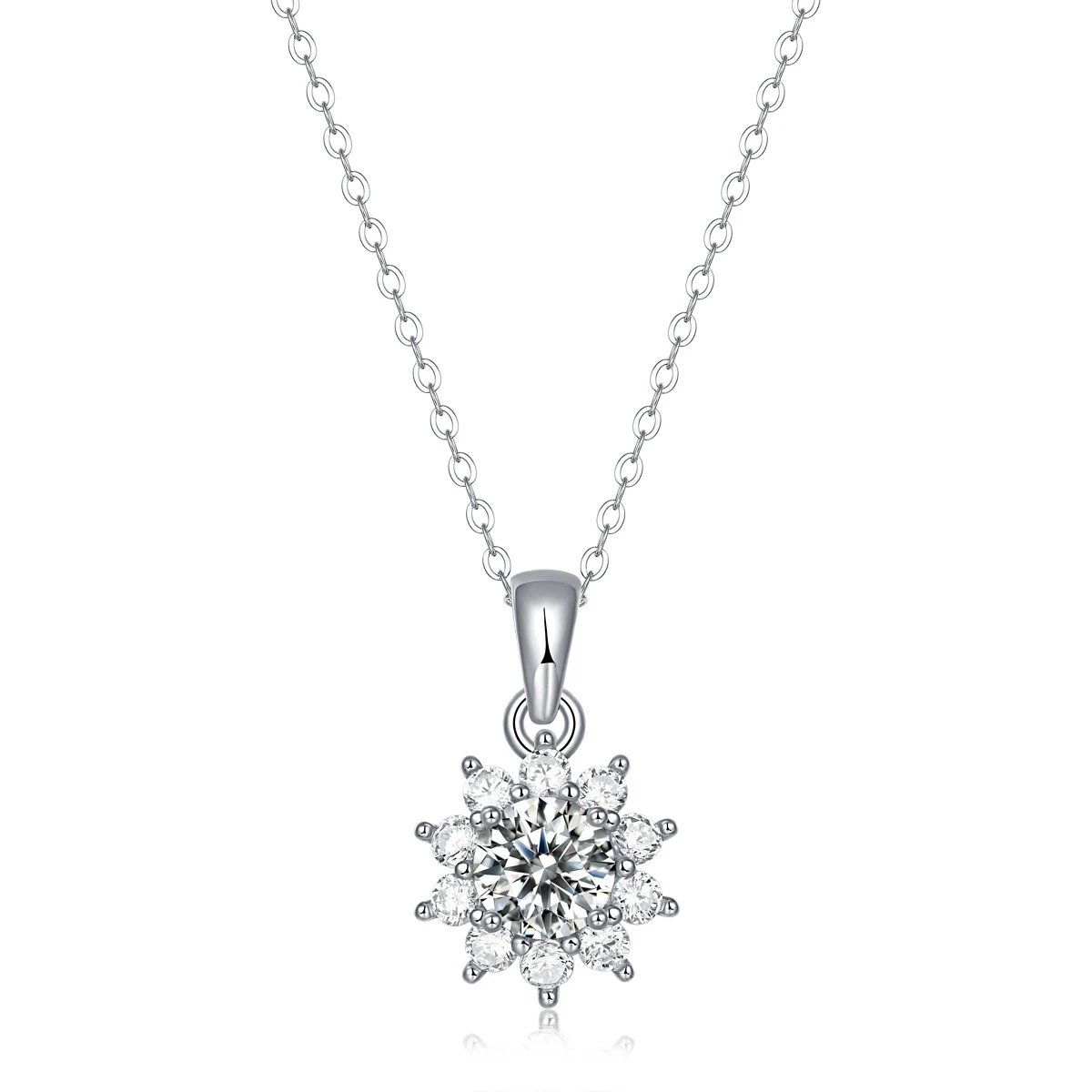 Unbranded Jewelry Moissanite Pendant Necklace — (S 925 Sterling Silver Mossam P 10771-65/1 Carat/6.5 mm