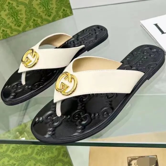 Gucci Sandals Flat thong with Double G hardware — 810-1 white