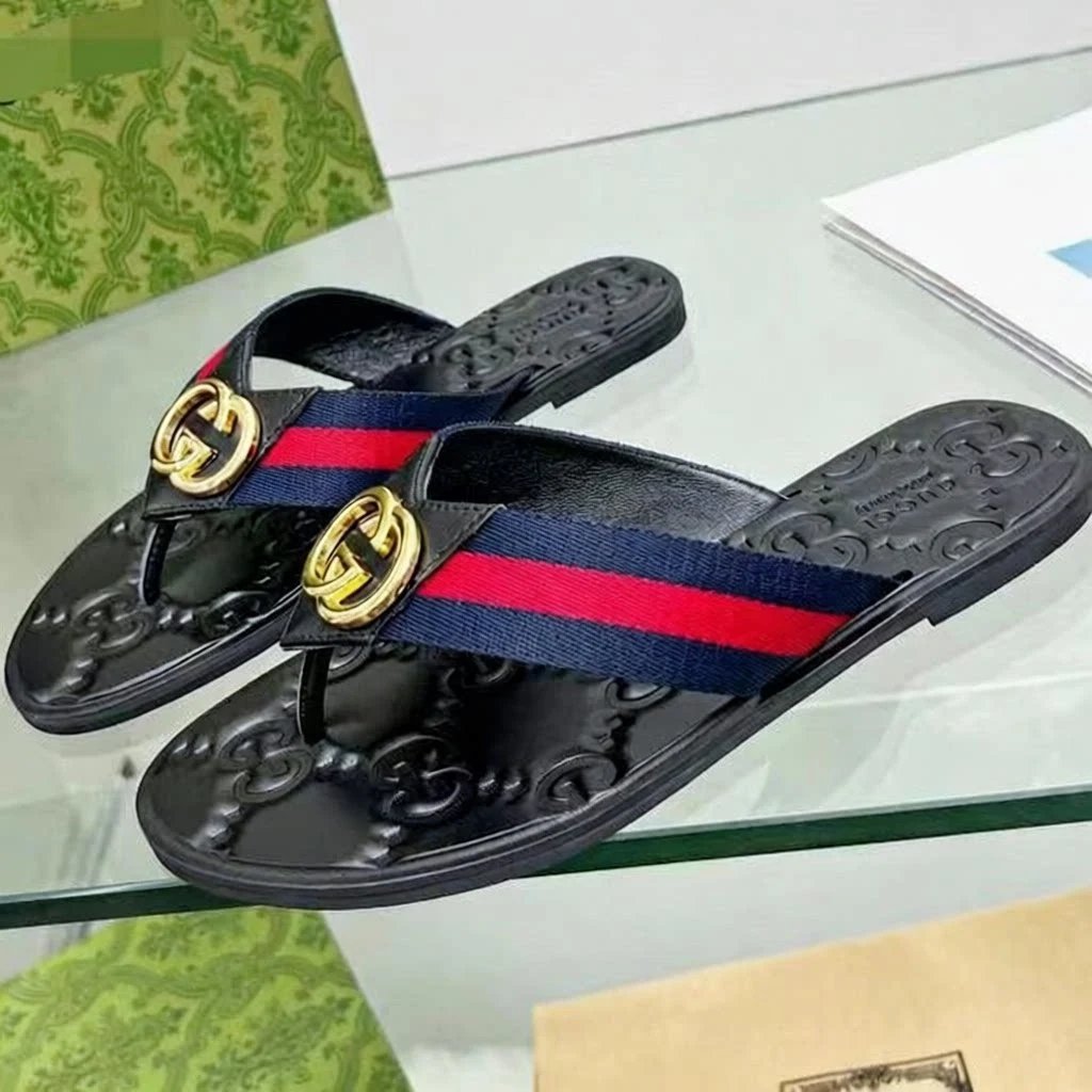 Gucci Sandals Flat thong with Double G hardware — 810-1 Blue