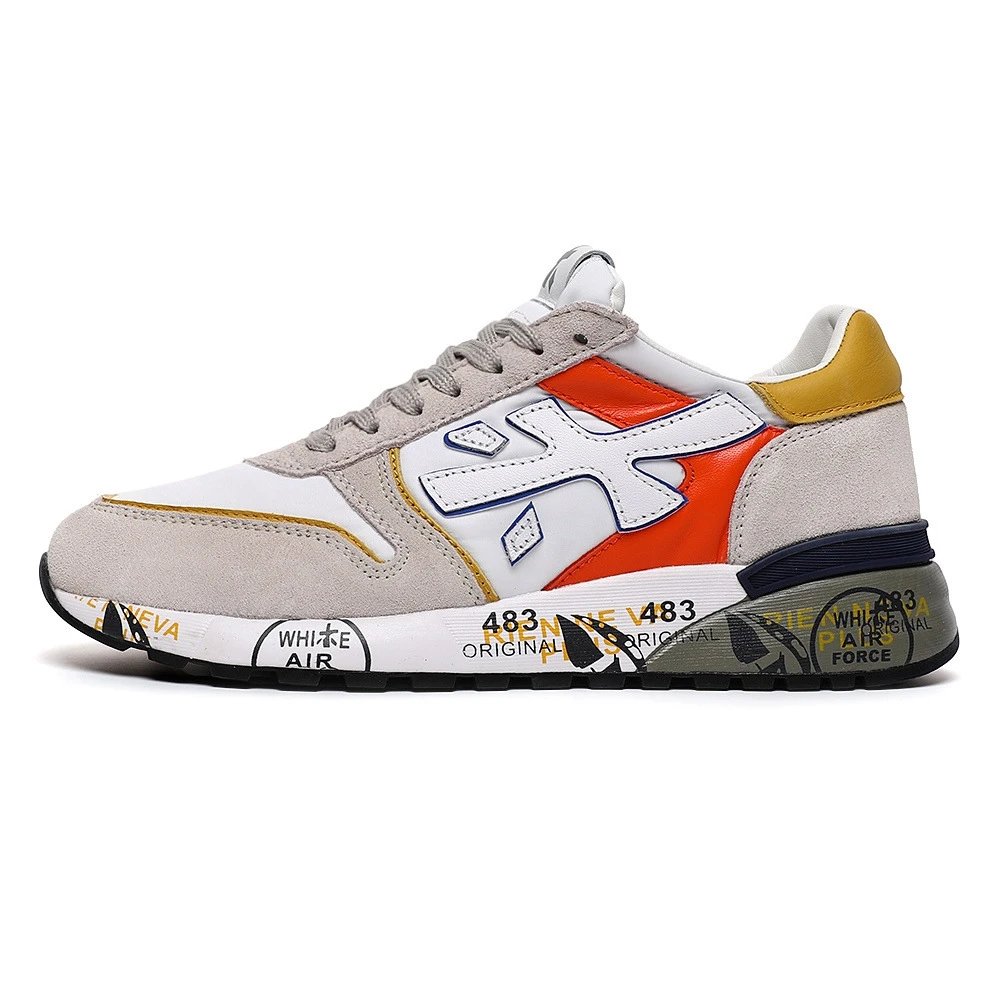 Premiata Sneakers Mick low-top graphic-sole — you rich rice gray red