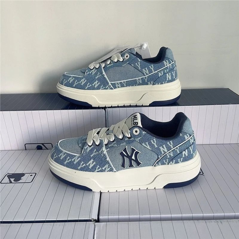 MLB Sneakers Low-Top Platform with NY Logo — Denim Dark Blue