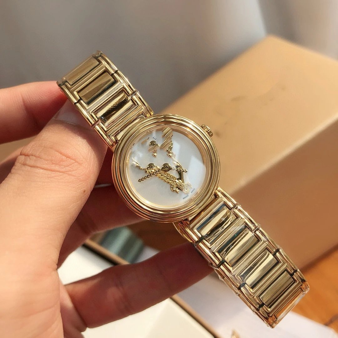 Versace Watches Medusa Motif Greek Key Bezel Metal Bracelet Watch — 32+Counter gift box packaging