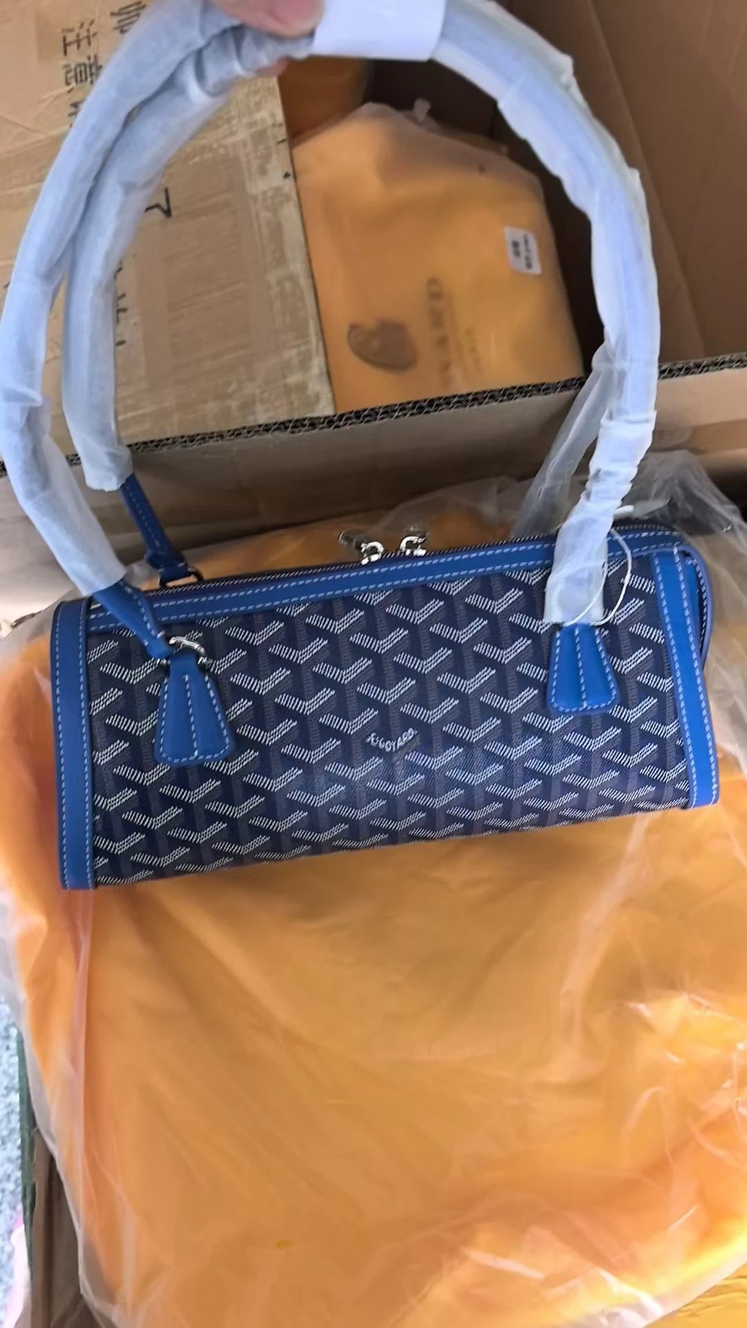 Goyard Shoulder Bags Monogram Canvas Baguette Bag with Long Handles — Dark blue