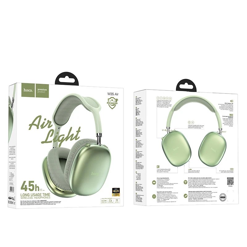 BOROFONE Headphones BO22 Wireless Bluetooth Over-Ear — W 35 Air Green [with packaging】
