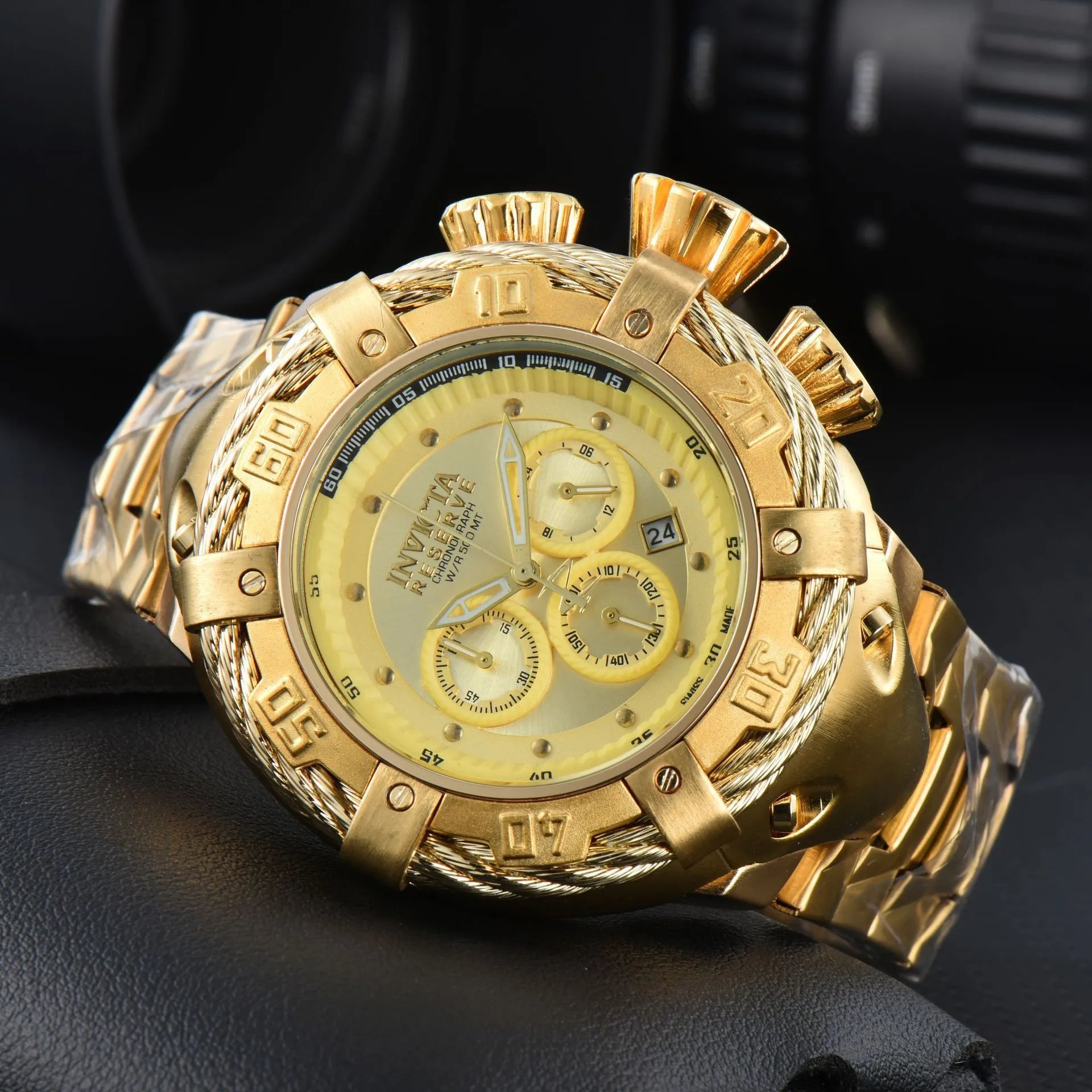 Invicta Watches Oversized Cable-Bezel Chronograph Watch — 1