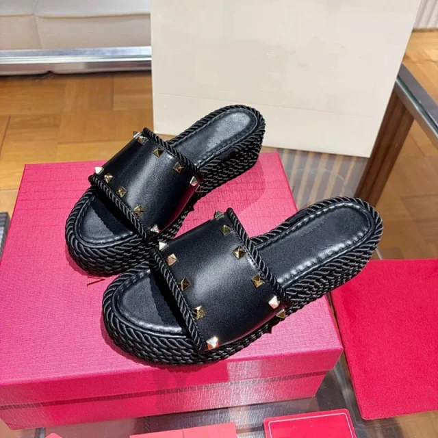 Unbranded Sandals Studded woven-rope platform slide product detail image 2