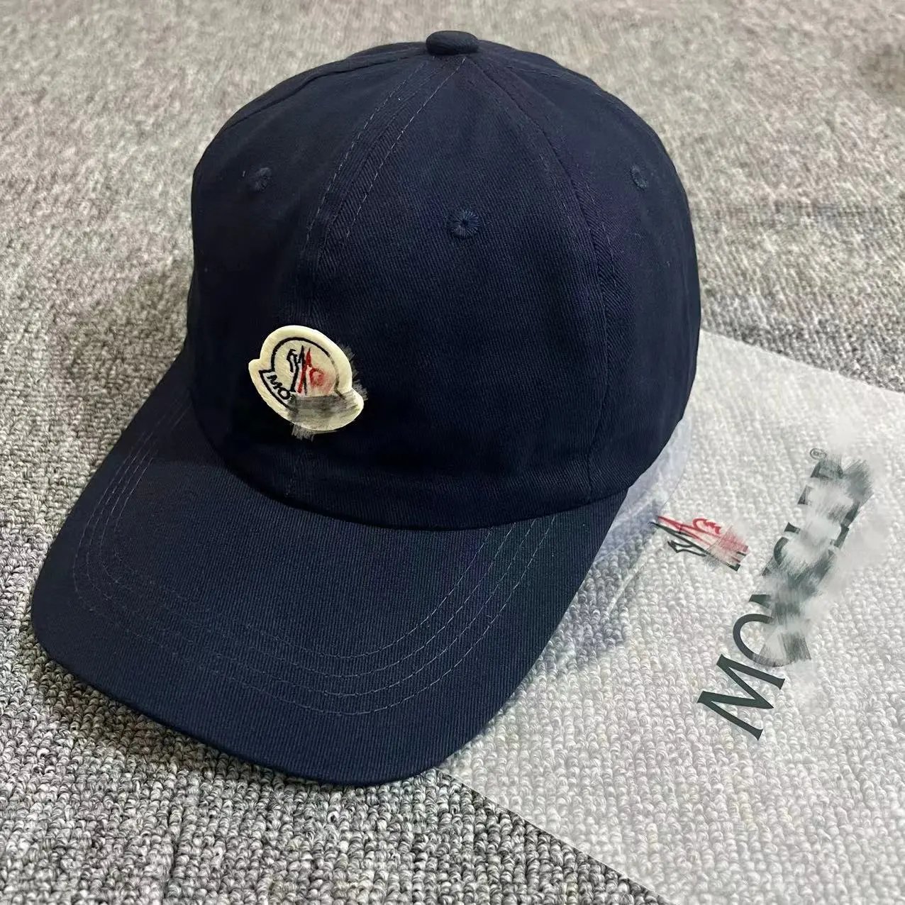 Moncler Hats Logo Patch Baseball Cap — Navy Blue