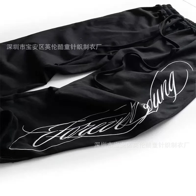 Unbranded Trousers Wide-Leg with Script Graphic Print image 4