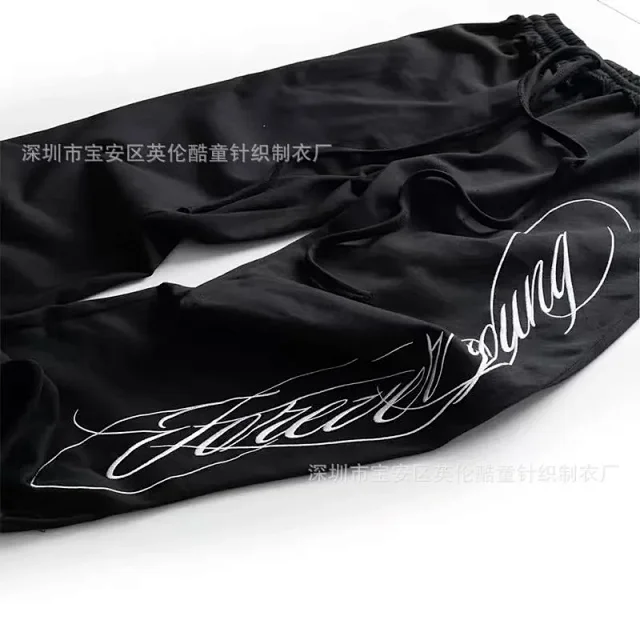 Unbranded Trousers Wide-Leg with Script Graphic Print product detail image 4