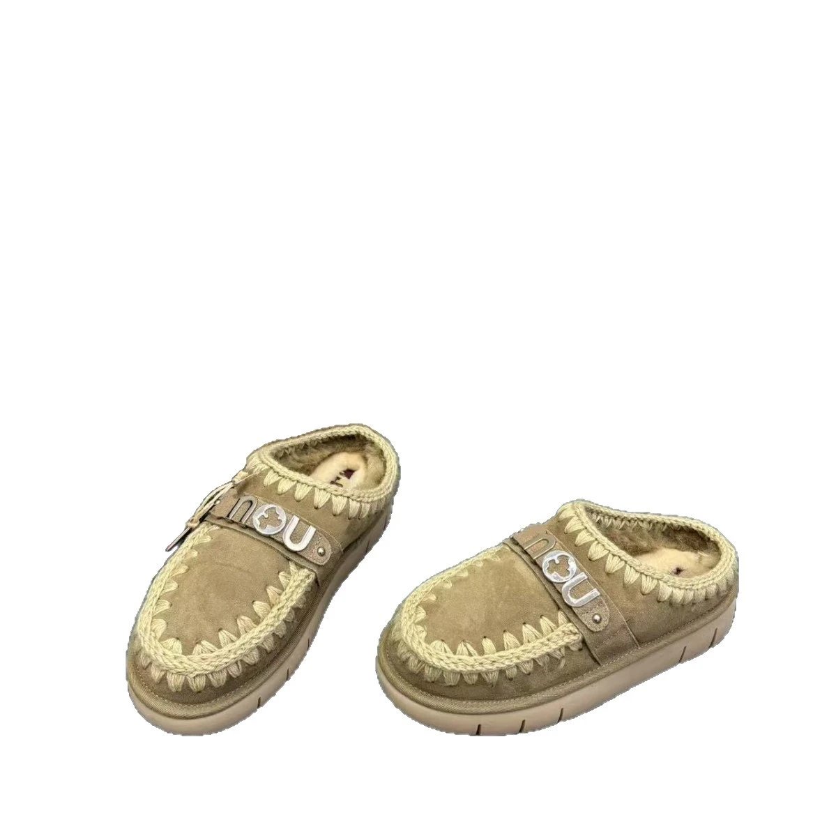 MOU Slippers Fur-Lined Embroidered Slip-On Mules image 5