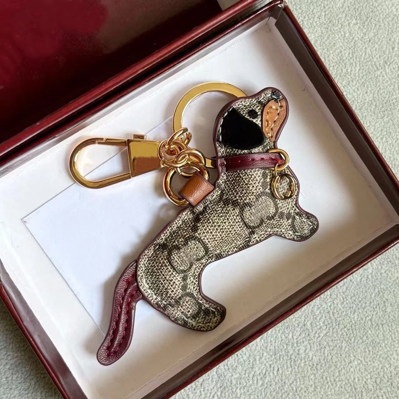 Gucci Handbags 85491 mini monogram handbag with detachable shoulder strap — Puppy pendant