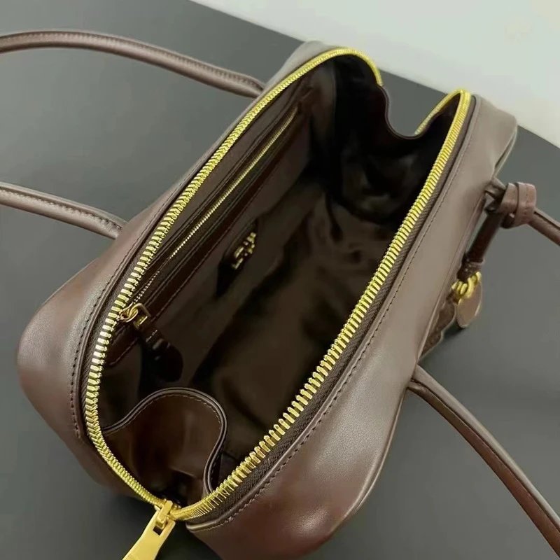 Miu Handbags Long-Handle Bowling Bag with Padlock Charms image 4