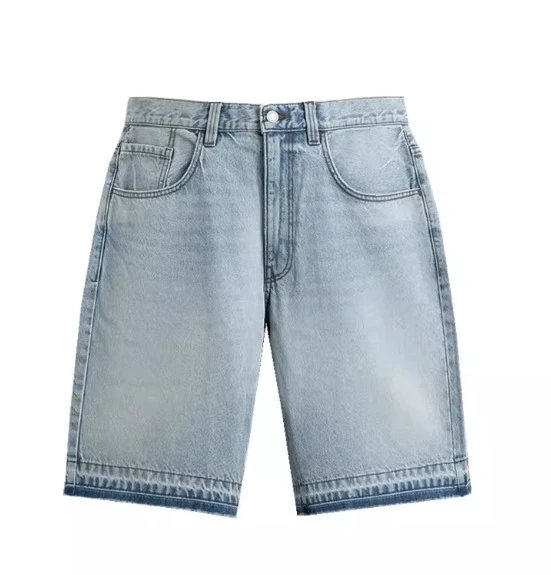Unbranded Jeans Straight-leg with raw hems — Medium blue shorts