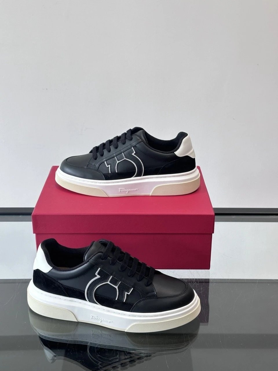 Ferragamo Sneakers Low-top leather with Gancini side detail — Figure 3