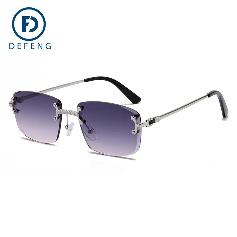Unbranded Eyewear Rimless Square Gradient Sunglasses — c 2 silver frame blue gray sheet