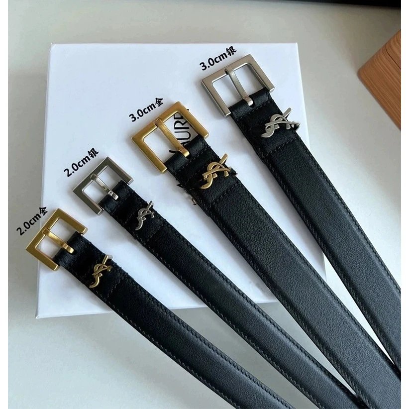 Saint Laurent Belts YSL Monogram Buckle Leather Belt image 6